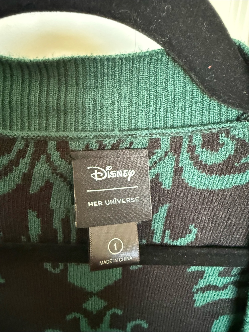 Haunted Mansion Wallpaper Open-Front Emerald Cardigan Sweater - Picture 2 of 3